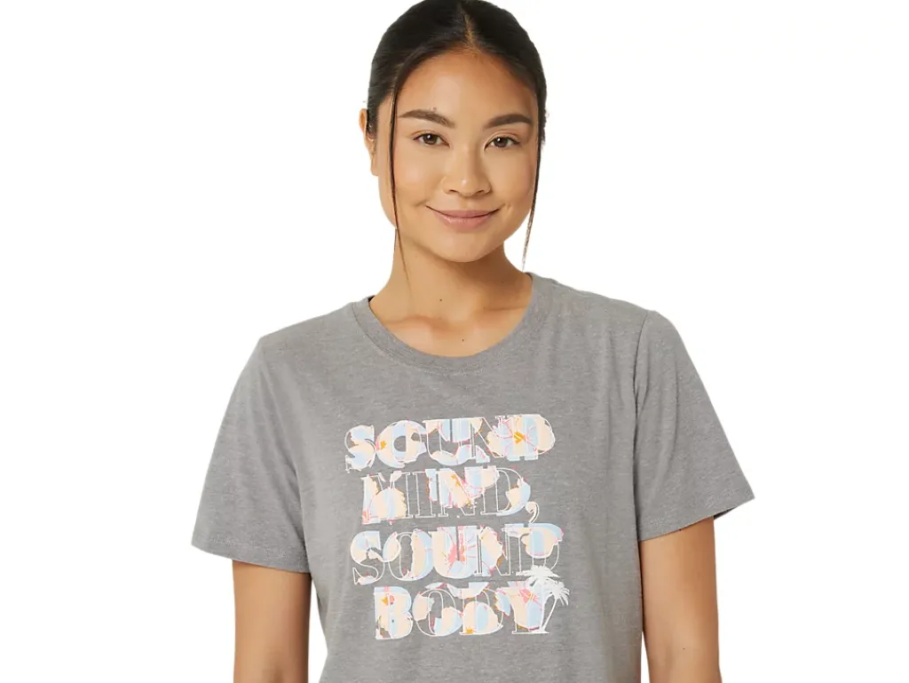 ASICS HIBISCUS SLOGAN CREW-Women Extended Sizes|T-Shirts & Tops