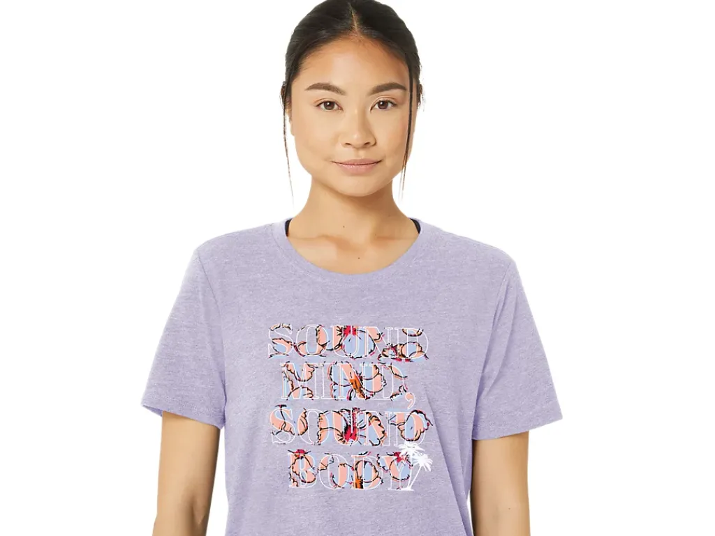 ASICS HIBISCUS SLOGAN CREW-Women Extended Sizes|T-Shirts & Tops