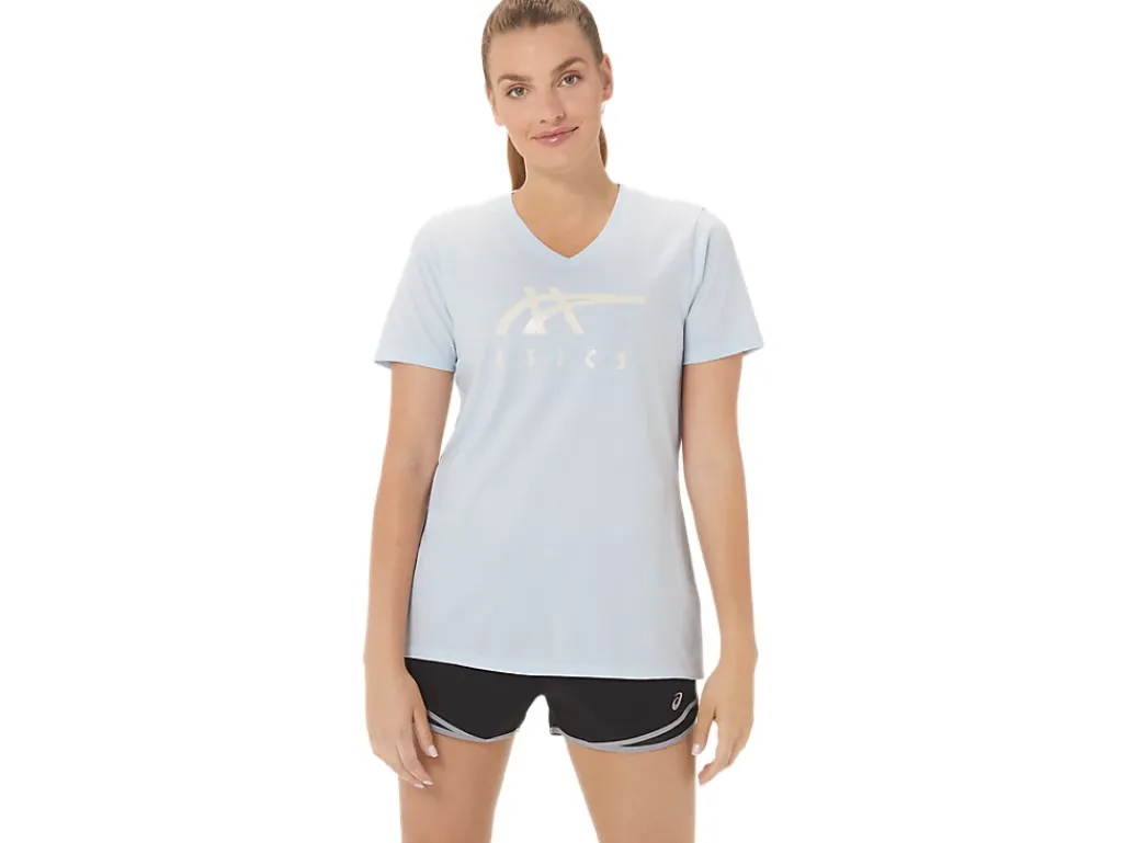 ASICS STRIPES V-NECK-Women Extended Sizes|T-Shirts & Tops