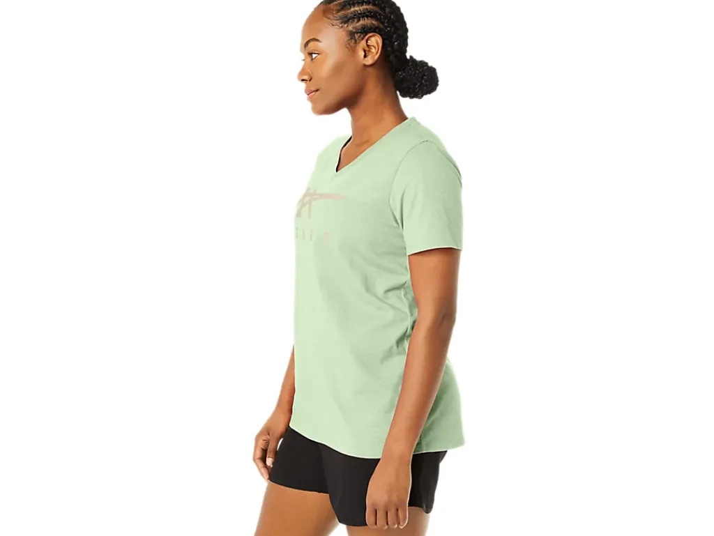 ASICS STRIPES V-NECK-Women Extended Sizes|T-Shirts & Tops