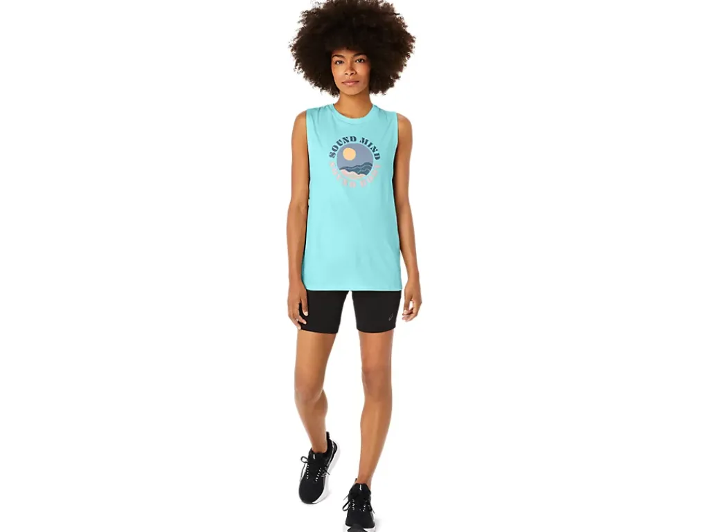 ASICS SUN IN THE SKY SLOGAN MUSCLE TEE-Women T-Shirts & Tops