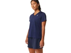 ASICS COURT STRIPE SHORT SLEEVE TOP-Women Pickleball|Tennis