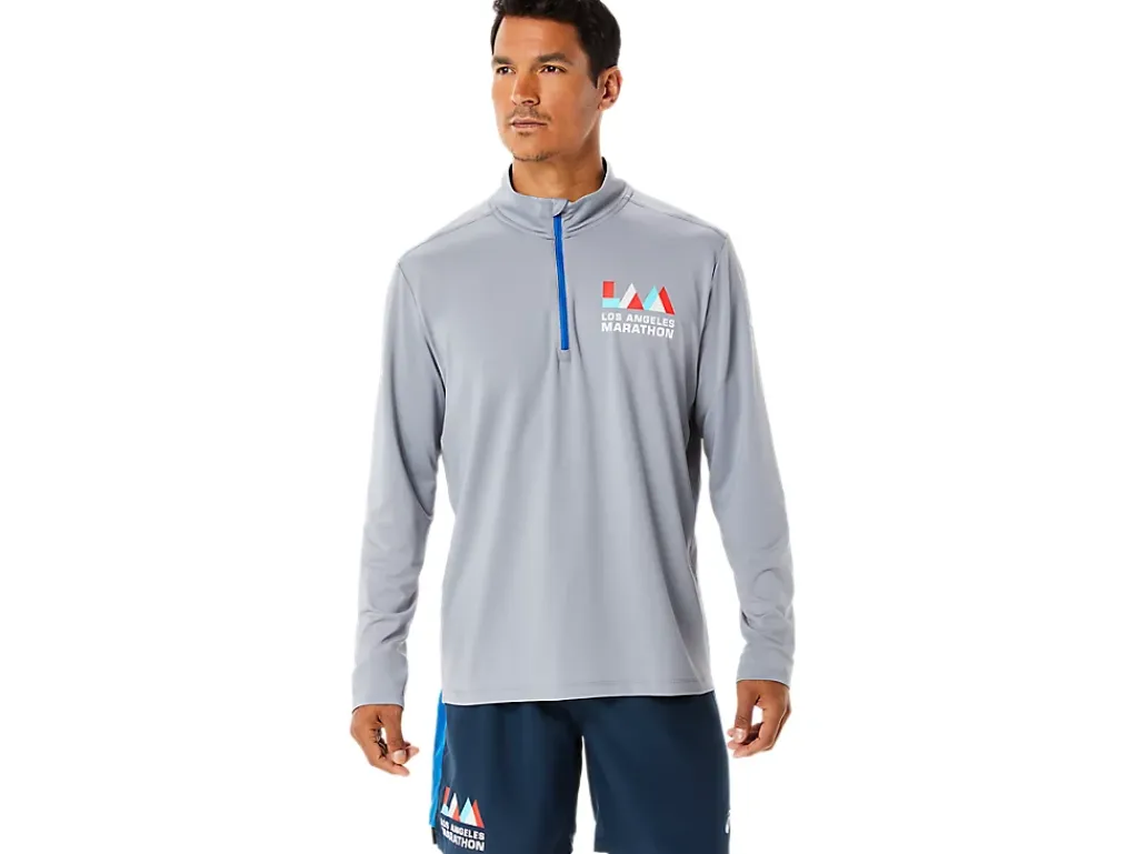 ASICS MEN READY-SET HALF ZIP LAM-Men T-Shirts & Tops