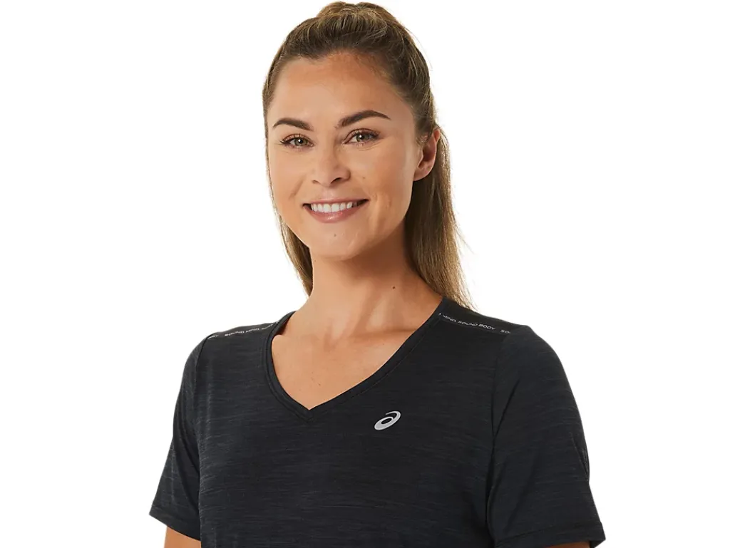 ASICS RACE V-NECK SHORT SLEEVE TOP-Women T-Shirts & Tops