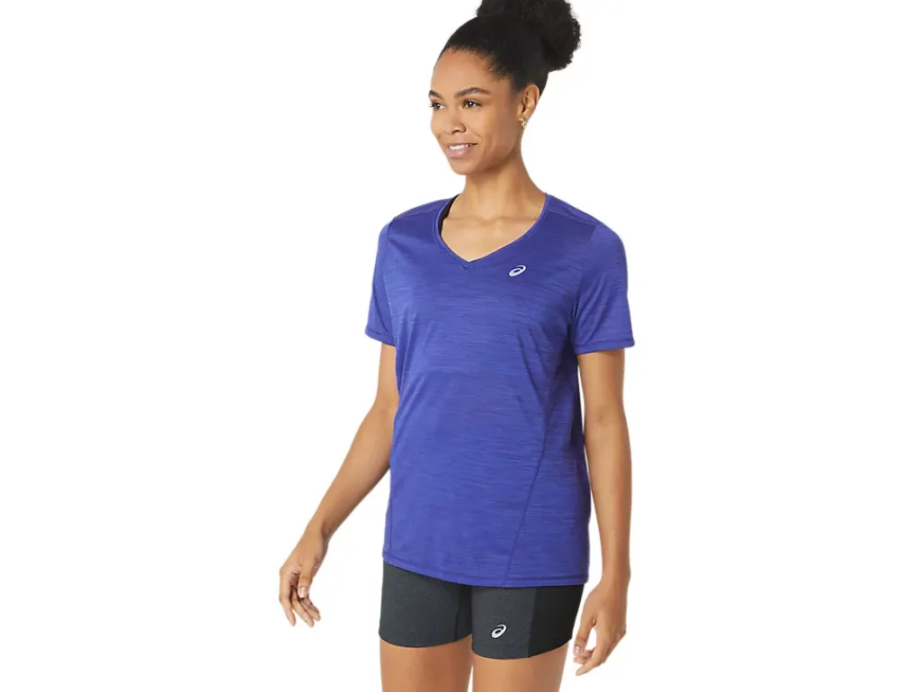 ASICS RACE V-NECK SHORT SLEEVE TOP-Women T-Shirts & Tops