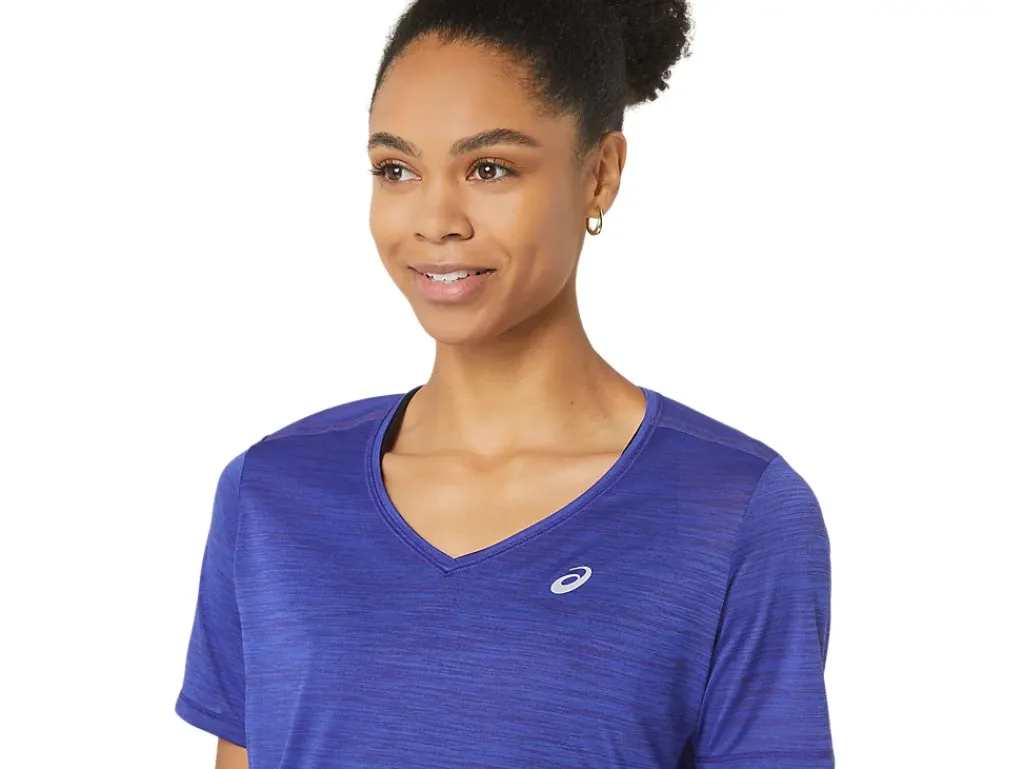 ASICS RACE V-NECK SHORT SLEEVE TOP-Women T-Shirts & Tops