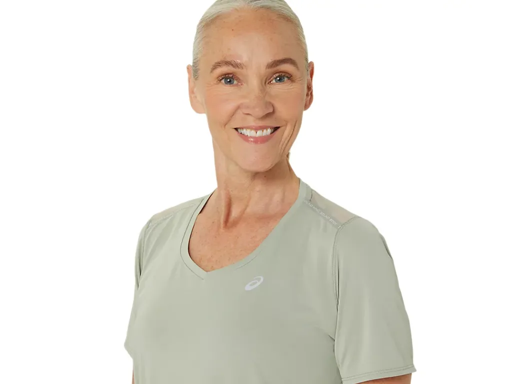 ASICS ROAD V-NECK SHORT SLEEVE TOP-Women T-Shirts & Tops