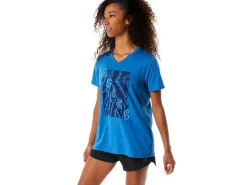 ASICS SHORT SLEEVE PRINT V-NECK-Women Extended Sizes|T-Shirts & Tops