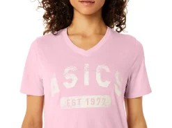 ASICS SHORT SLEEVE EST 1977 V-NECK TEE-Women Extended Sizes|T-Shirts & Tops