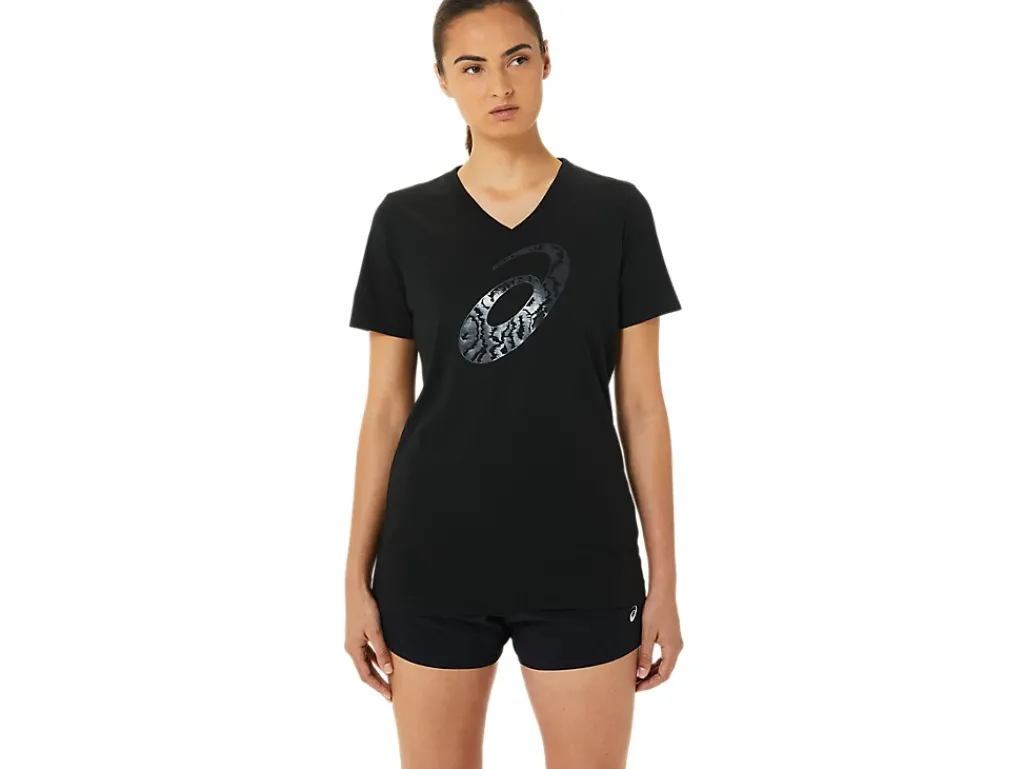 ASICS SPIRAL ;a; AIRBRUSH TIGER PRINT VNECK-Women Extended Sizes|T-Shirts & Tops