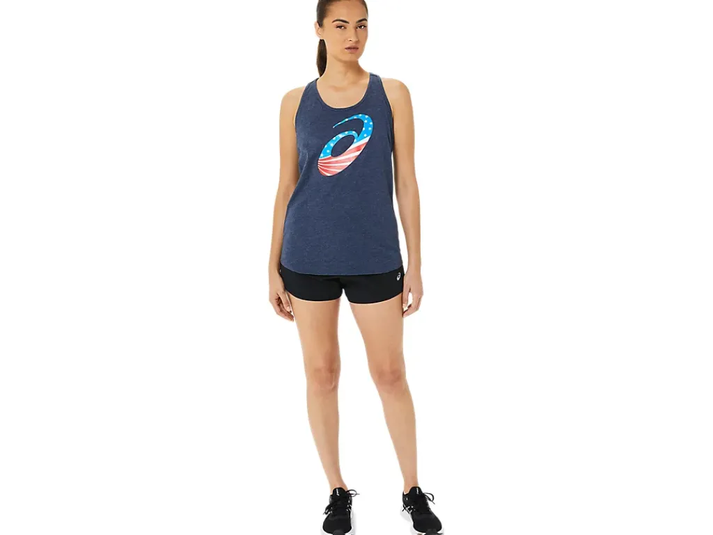 ASICS SPIRAL A STARS AND STRIPES SHORT SLEEVE-Women Extended Sizes|T-Shirts & Tops