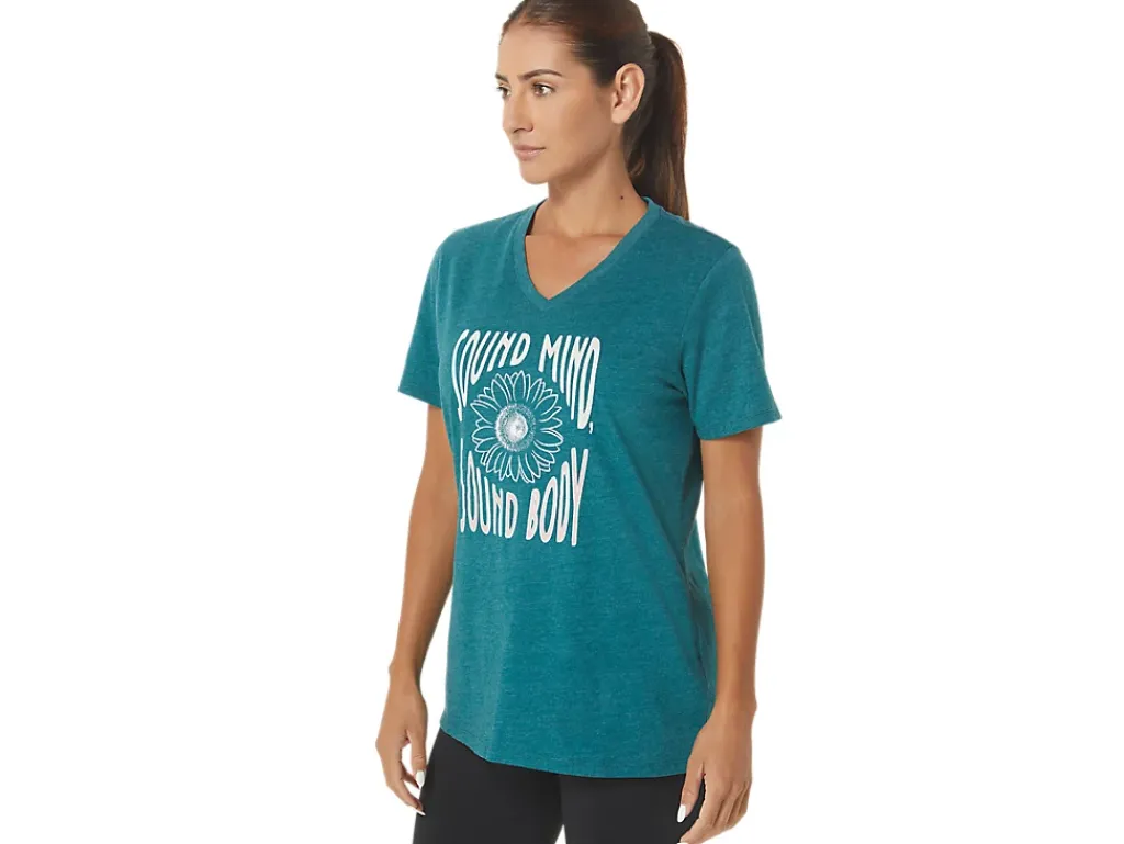 ASICS SUNFLOWER SLOGAN V-NECK-Women T-Shirts & Tops
