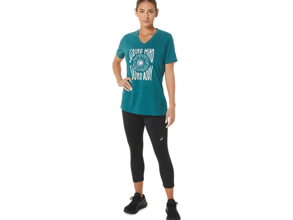 ASICS SUNFLOWER SLOGAN V-NECK-Women T-Shirts & Tops