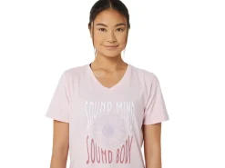 ASICS SUNFLOWER SLOGAN V-NECK-Women Extended Sizes|T-Shirts & Tops