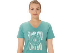 ASICS SUNFLOWER SLOGAN V-NECK-Women Extended Sizes|T-Shirts & Tops