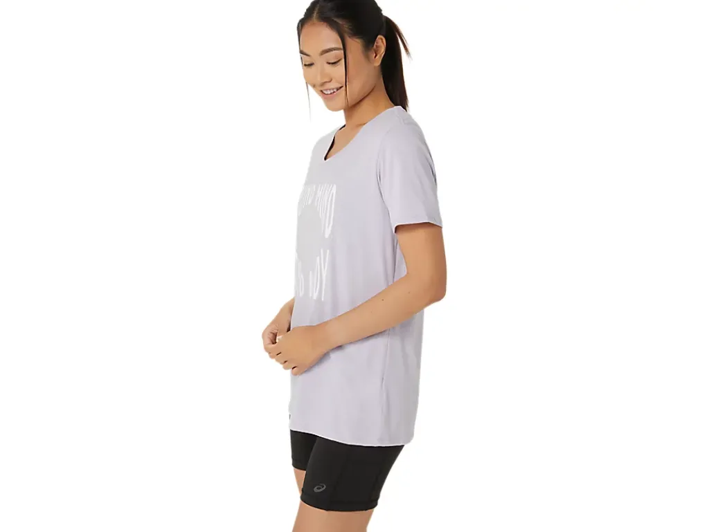 ASICS SUNFLOWER SLOGAN V-NECK-Women Extended Sizes|T-Shirts & Tops
