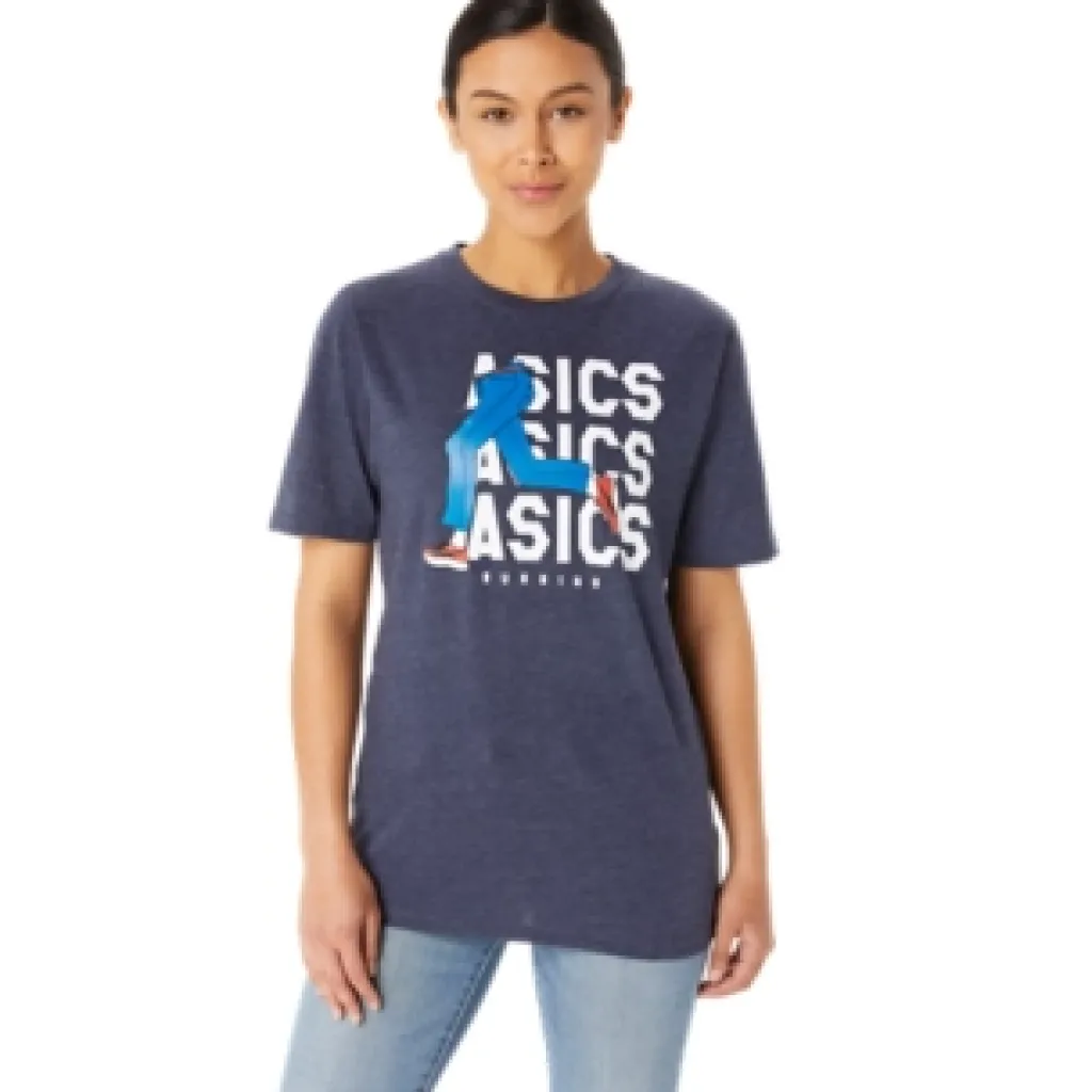 ASICS UNISEX BLUE JEAN MILE CREW TEE-Women Extended Sizes|T-Shirts & Tops
