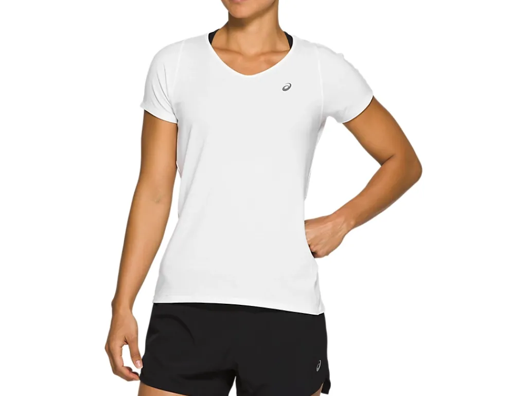 ASICS V-NECK SHORT SLEEVE TOP-Women T-Shirts & Tops